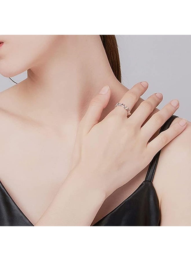 ChicAbode 925 Sterling Silver Ring for Women Girls Silver Butterfly Ring Cubic Zirconia Butterfly Open Thumb Rings Adjustable Ring Women Girls, Silver, Cubic Zirconia - Image 4